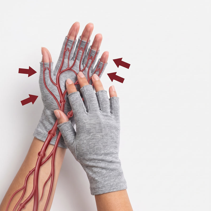 De pijn zit in je hand. Een polsband zit om je pols.