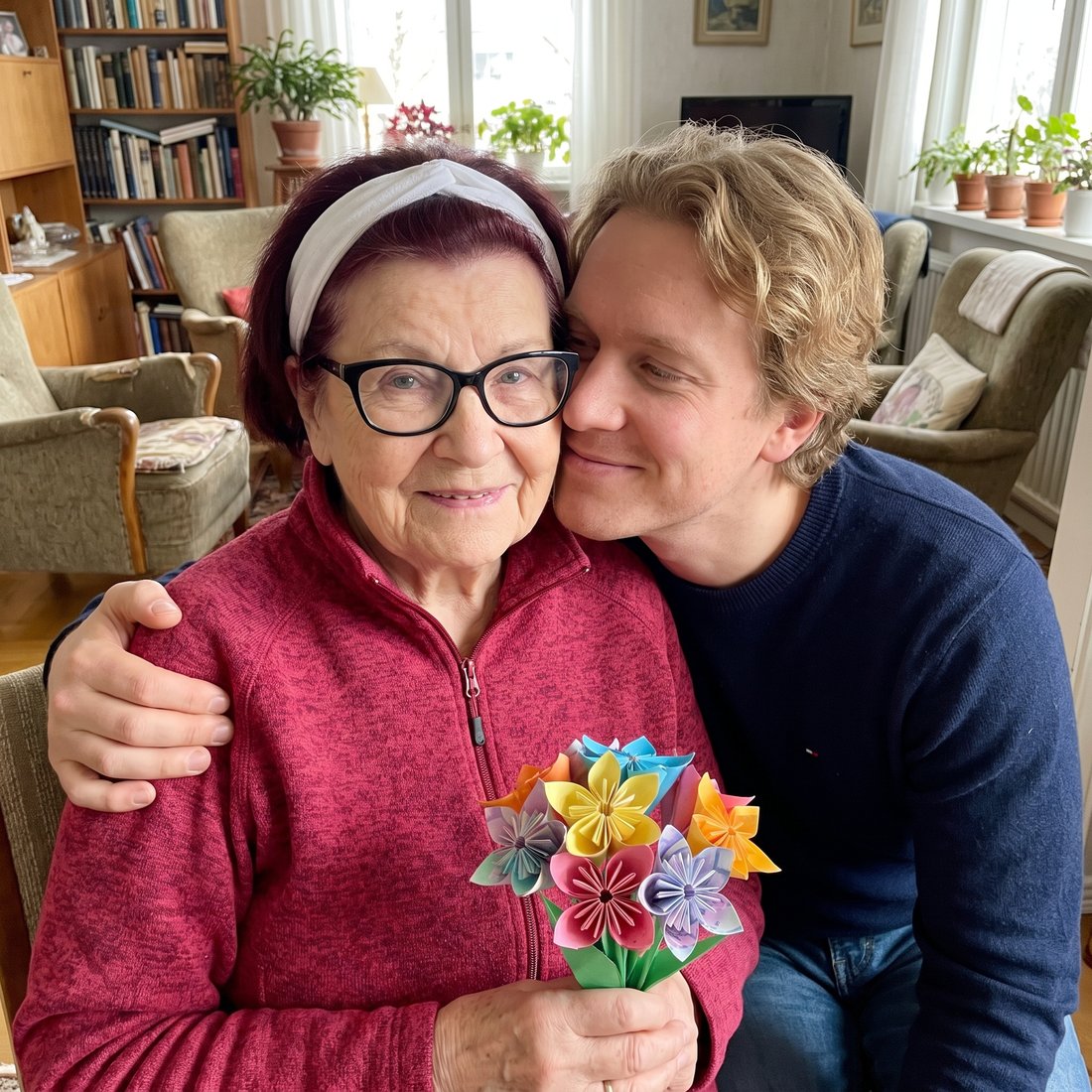 Oma en kleindochter samen aan de keukentafel