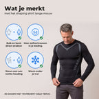 Man trekt het zwarte shaping shirt met lange mouwen recht, met vier voordelen in iconen
