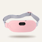 Roze warmteband met display en grijze elastische band op een lichte achtergrond