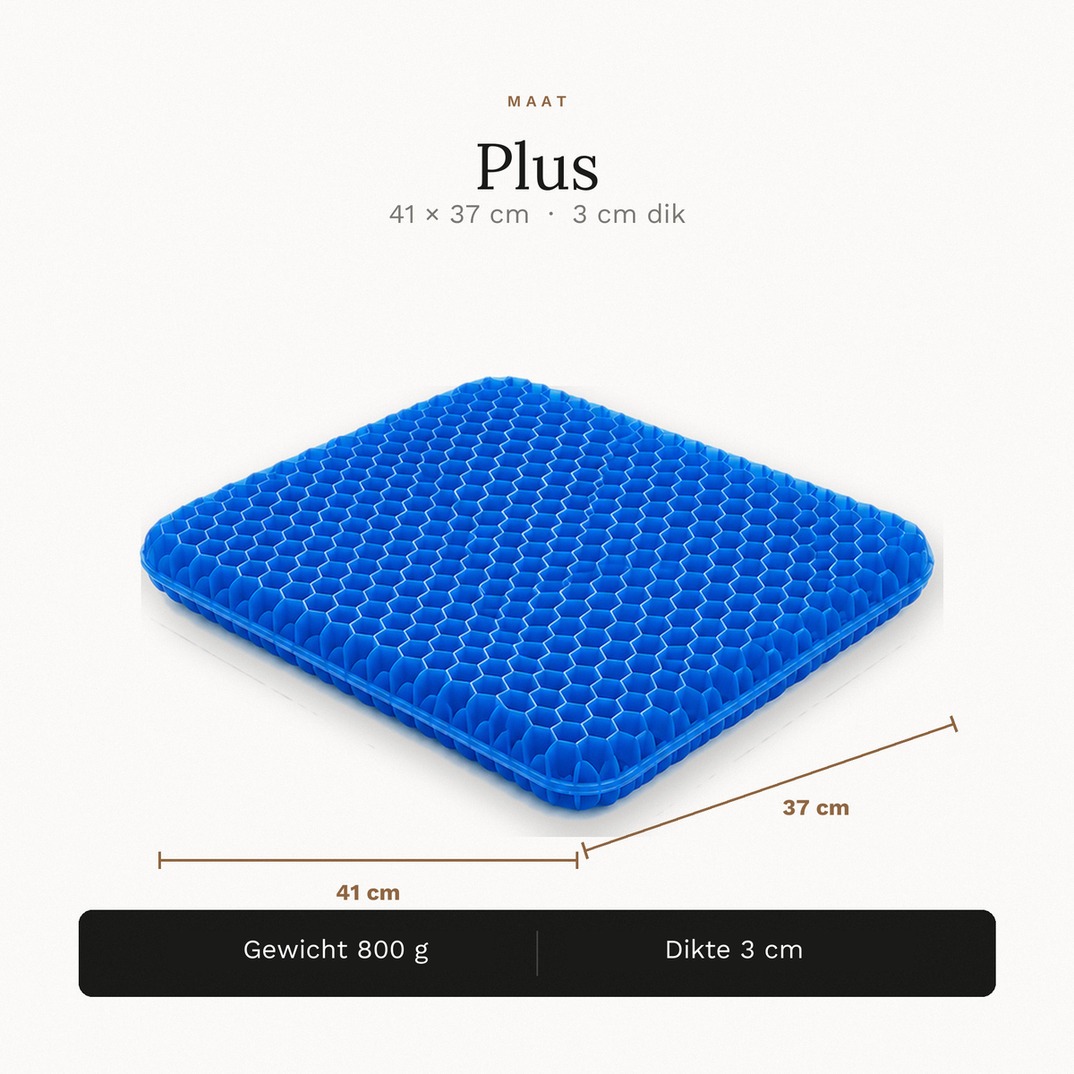 Maatbeeld Plus: het blauwe honingraat zitkussen van 41 bij 37 centimeter, 3 centimeter dik en 800 gram