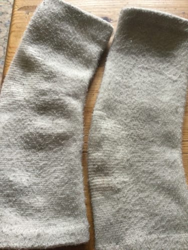 Foto van een klant bij deze voetsleeves